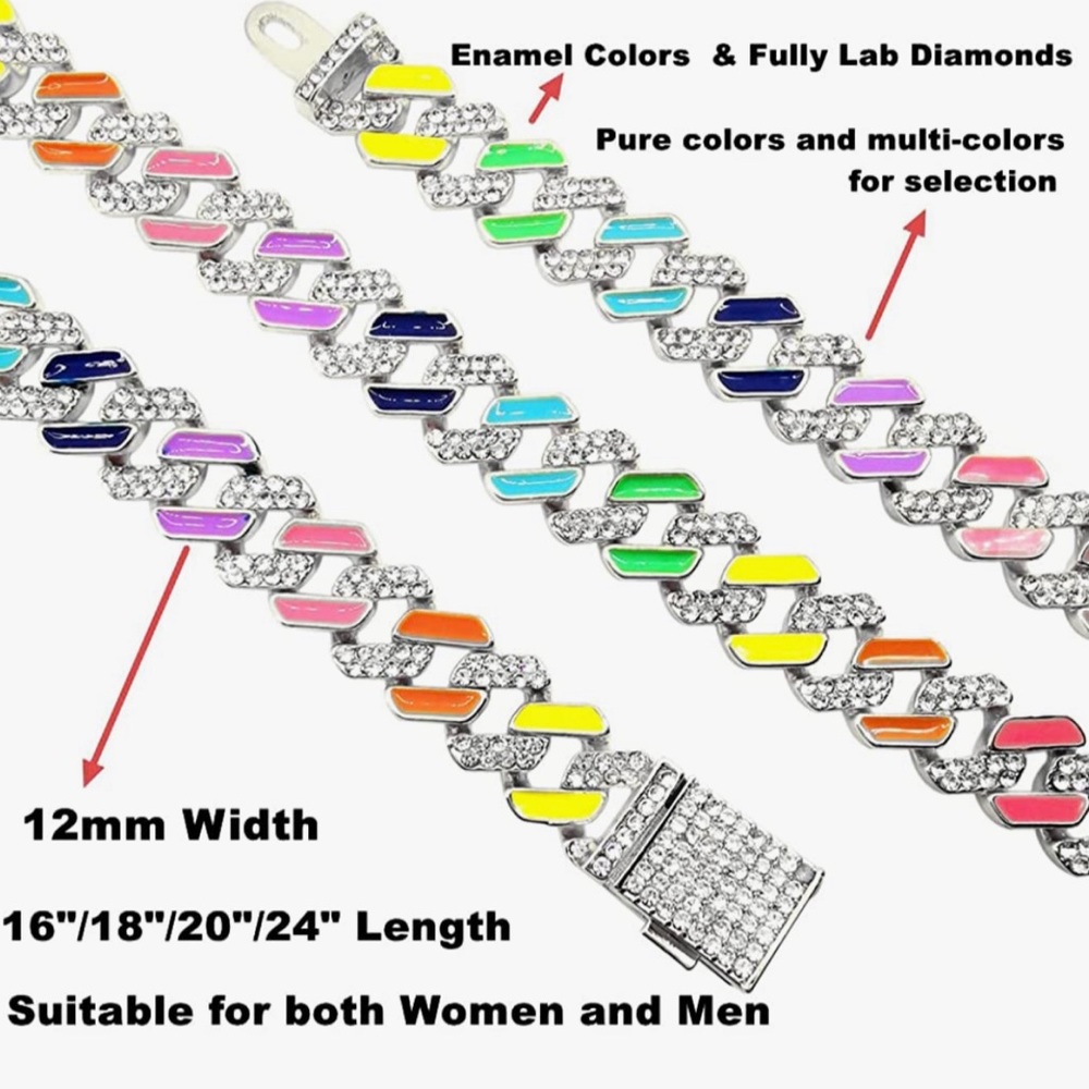 Hottest Cuban Link custom Chain w/ colorful enamel Bestseller Best Gift for men! - Picture 3 of 8